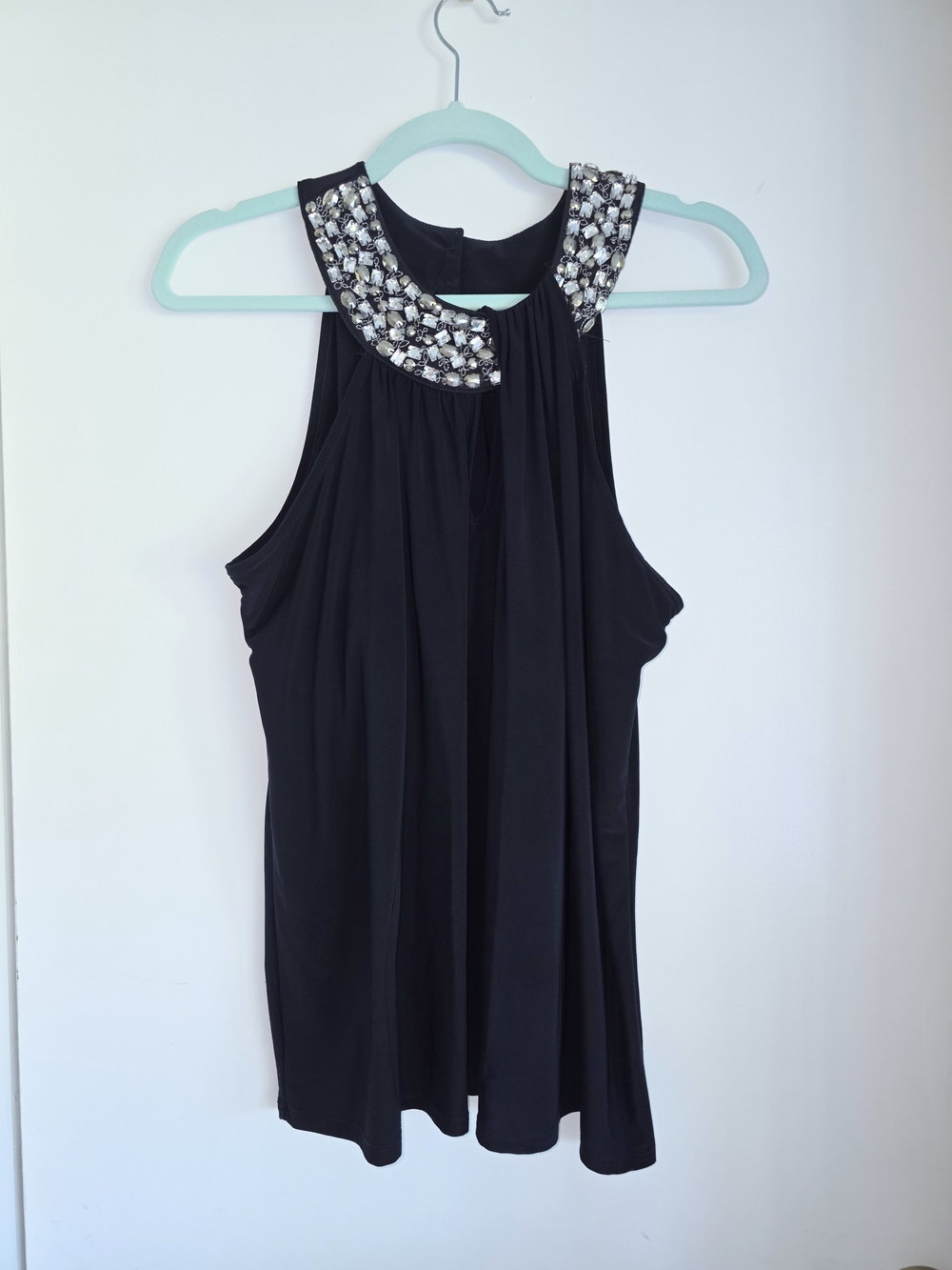 Inc International Concepts Embellished Navy Sleeveless Evening Top 0X
